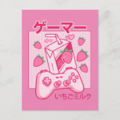 Cartes Pour Fêtes Annuelles Chemise de lait japonais Kawaii fraise Lait drôle (Devant)