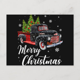 Cartes Pour Fêtes Annuelles Chemise de Noël vintage Arbre sur Camion rouge Voi