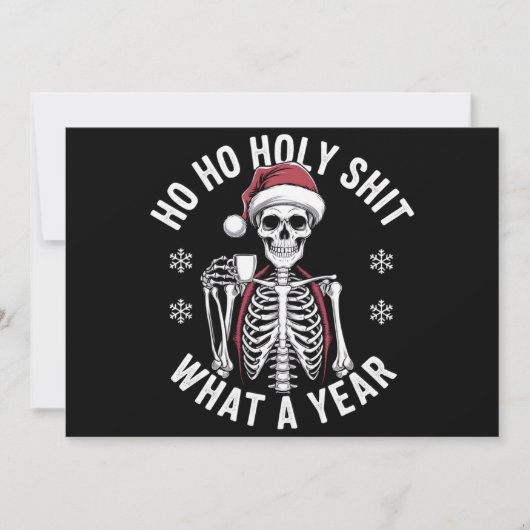 Cartes Pour Fêtes Annuelles Chemise sacrée Quelle année Humour de Noël Squelet (Devant)