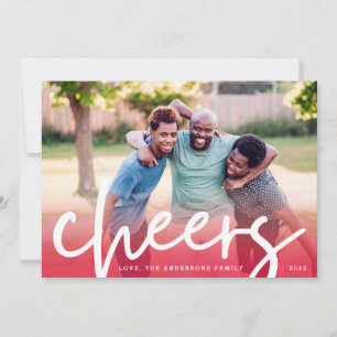 Cartes Pour Fêtes Annuelles CHÈQUES BLANCS Red Gradient Joyeux Noël Photo