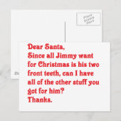 Cartes Pour Fêtes Annuelles Cher Père Noël (Devant / Derrière)