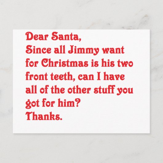 Cartes Pour Fêtes Annuelles Cher Père Noël (Devant)