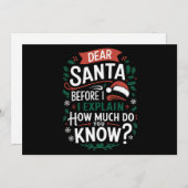 Cartes Pour Fêtes Annuelles Cher Père Noël Avant D'Expliquer Combien Vous Save (Devant / Derrière)