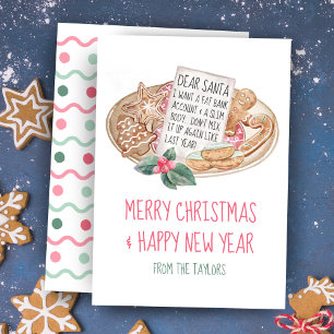 Cartes Pour Fêtes Annuelles Cher Père Noël Compte Bancaire Gras Corps Mince No