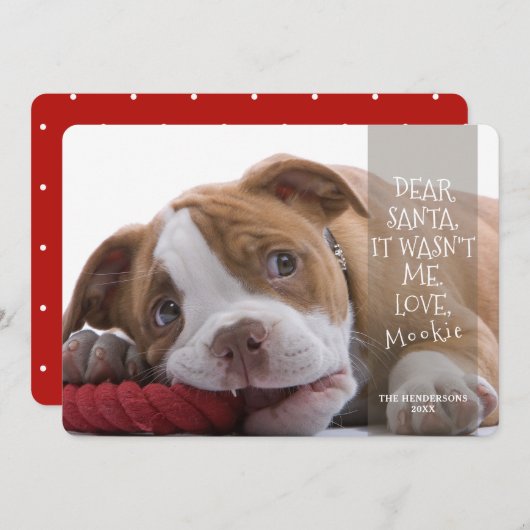 Cartes Pour Fêtes Annuelles Cher Père Noël Good Dog Photo Noël Salutation (Devant / Derrière)