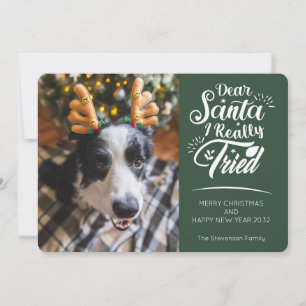 Cartes Pour Fêtes Annuelles Cher Père Noël J'ai essayé chien photo fun Noël