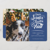 Cartes Pour Fêtes Annuelles Cher Père Noël J'ai essayé chien photo fun Noël (Devant / Derrière)