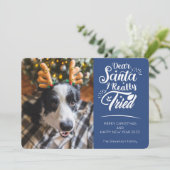 Cartes Pour Fêtes Annuelles Cher Père Noël J'ai essayé chien photo fun Noël (Debout devant)