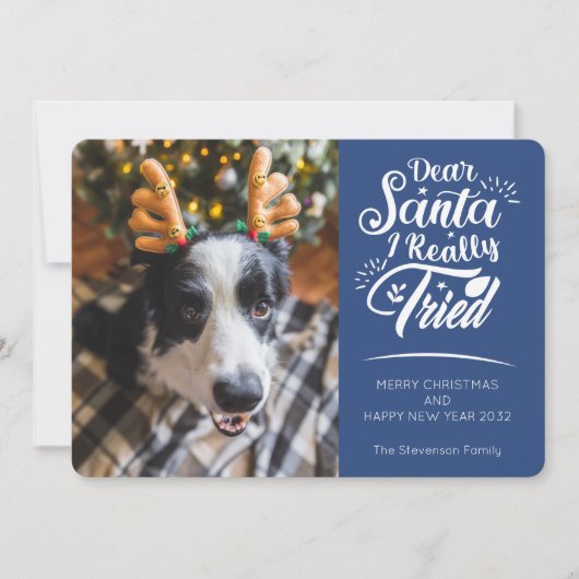 Cartes Pour Fêtes Annuelles Cher Père Noël J'ai essayé chien photo fun Noël (Devant)