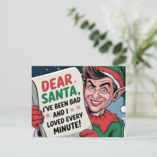 Cartes Pour Fêtes Annuelles Cher Père Noël, j'ai été mauvaise conception elfe  (Debout devant)