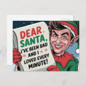 Cartes Pour Fêtes Annuelles Cher Père Noël, j'ai été mauvaise conception elfe  (Devant / Derrière)