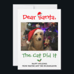 Cartes Pour Fêtes Annuelles Cher Père Noël, Le Chat L'A Fait Drôle Photo Anima<br><div class="desc">Cher Père Noël,  Le Chat L'A Fait. Funny animal de compagnie photo carte de vacances de Noël. Modèle photo via Pixabay sous licence CC0 et doit être remplacé par votre propre photo</div>