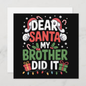 Cartes Pour Fêtes Annuelles Cher Père Noël Mon Frère L'A Fait Drôle Noël (Devant / Derrière)