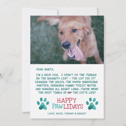 Cartes Pour Fêtes Annuelles Cher Père Noël Pawlidays Nice Chien Photo Noël (Devant)