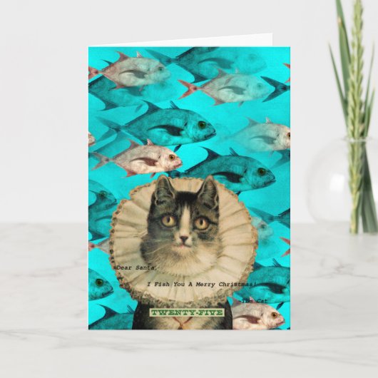Cartes Pour Fêtes Annuelles Cher Père Noël, Poisson, Joyeux Noël Kitty (Devant)