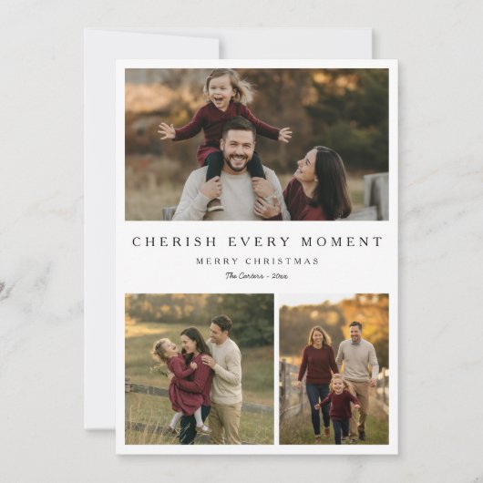 Cartes Pour Fêtes Annuelles Chercher chaque instant Famille Noël 3 Photo (Devant)