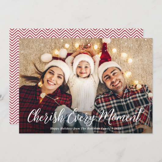 Cartes Pour Fêtes Annuelles chéri chaque instant joyeux noël photo (Devant / Derrière)