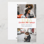 Cartes Pour Fêtes Annuelles Chérir la saison Écriture rouge Deux Photos (Devant / Derrière)