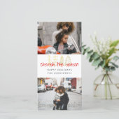 Cartes Pour Fêtes Annuelles Chérir la saison Écriture rouge Deux Photos (Debout devant)