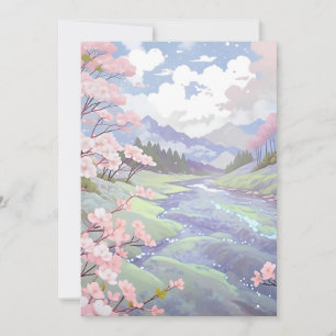 Cartes Pour Fêtes Annuelles Cherry Blossoms Pastel Aquarelle Paysage