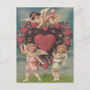 Cartes Pour Fêtes Annuelles Chérubin Cupid Cœurs Violettes Saint-Valentin