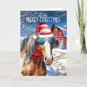 Cartes Pour Fêtes Annuelles Chestnut Paint Horse drôle MAREy Noël