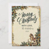 Cartes Pour Fêtes Annuelles Cheval à bascule nostalgique d'hiver (Devant)