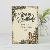 Cartes Pour Fêtes Annuelles Cheval à bascule nostalgique d'hiver (Debout devant)