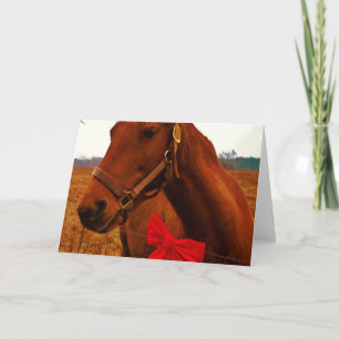 Cartes Pour Fêtes Annuelles Cheval avec un ruban rouge