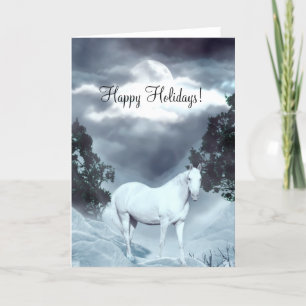 Cartes Pour Fêtes Annuelles Cheval blanc Joyeuses fêtes