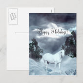 Cartes Pour Fêtes Annuelles Cheval blanc Joyeuses fêtes (Devant / Derrière)