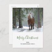 Cartes Pour Fêtes Annuelles Cheval Brown pittoresque dans une forêt d'hiver No (Devant / Derrière)