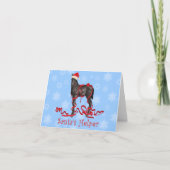 Cartes Pour Fêtes Annuelles Cheval Colt Père Noël Helper Red Casquette Snowfla (Devant)