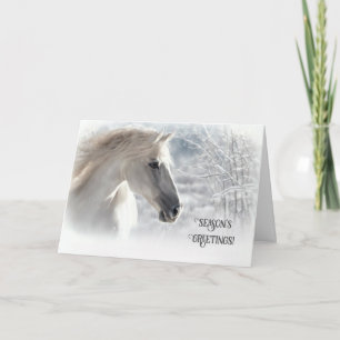 Cartes Pour Fêtes Annuelles Cheval dans les Joyeuses Fêtes de neige avec souff