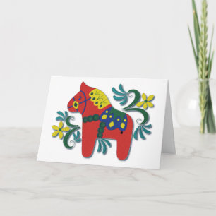 Cartes Pour Fêtes Annuelles Cheval de Dala suédois coloré