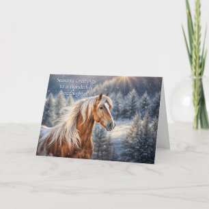 Cartes Pour Fêtes Annuelles Cheval de filleule Noël avec joli équin