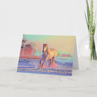 Cartes Pour Fêtes Annuelles Cheval de neige d'hiver, Noël