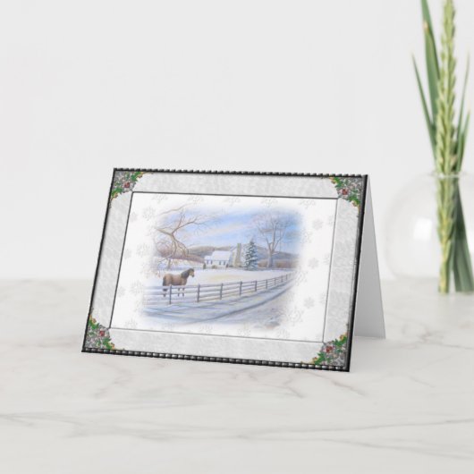 Cartes Pour Fêtes Annuelles Cheval de Noël (Devant)