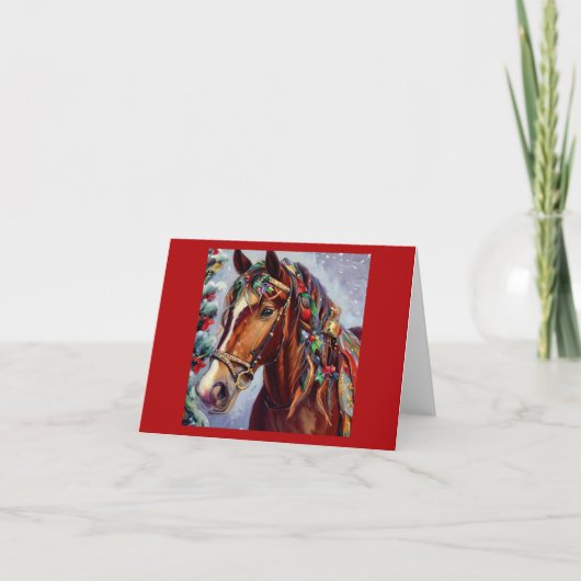 Cartes Pour Fêtes Annuelles Cheval de Noël 2 (Devant)