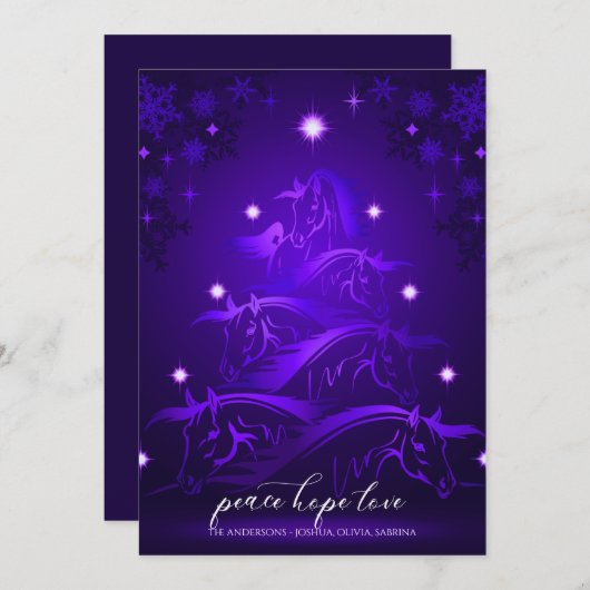 Cartes Pour Fêtes Annuelles Cheval de Noël Abstrait Ultra Violet Vibrant (Devant / Derrière)