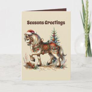 Cartes Pour Fêtes Annuelles Cheval de Noël ajouter un message Joyeux