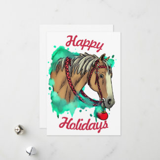 Cartes Pour Fêtes Annuelles Cheval de Noël avec balle
