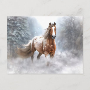 Cartes Pour Fêtes Annuelles Cheval de Noël et neige