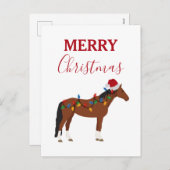 Cartes Pour Fêtes Annuelles Cheval de Noël Noël Noël Chapeau Noël Lumières Noë (Devant / Derrière)