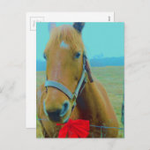 Cartes Pour Fêtes Annuelles Cheval de Noël rétro (Devant / Derrière)