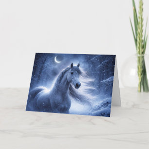 Cartes Pour Fêtes Annuelles Cheval de Yule au solstice d'hiver avec croissant