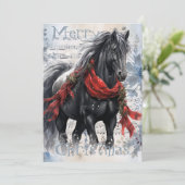 Cartes Pour Fêtes Annuelles Cheval hiver Aquarelle de Noël (Debout devant)