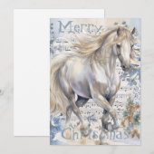 Cartes Pour Fêtes Annuelles Cheval hiver Aquarelle de Noël (Devant / Derrière)