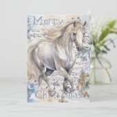 Cartes Pour Fêtes Annuelles Cheval hiver Aquarelle de Noël (Debout devant)