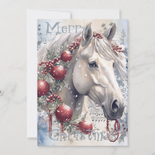 Cartes Pour Fêtes Annuelles Cheval hiver Aquarelle de Noël